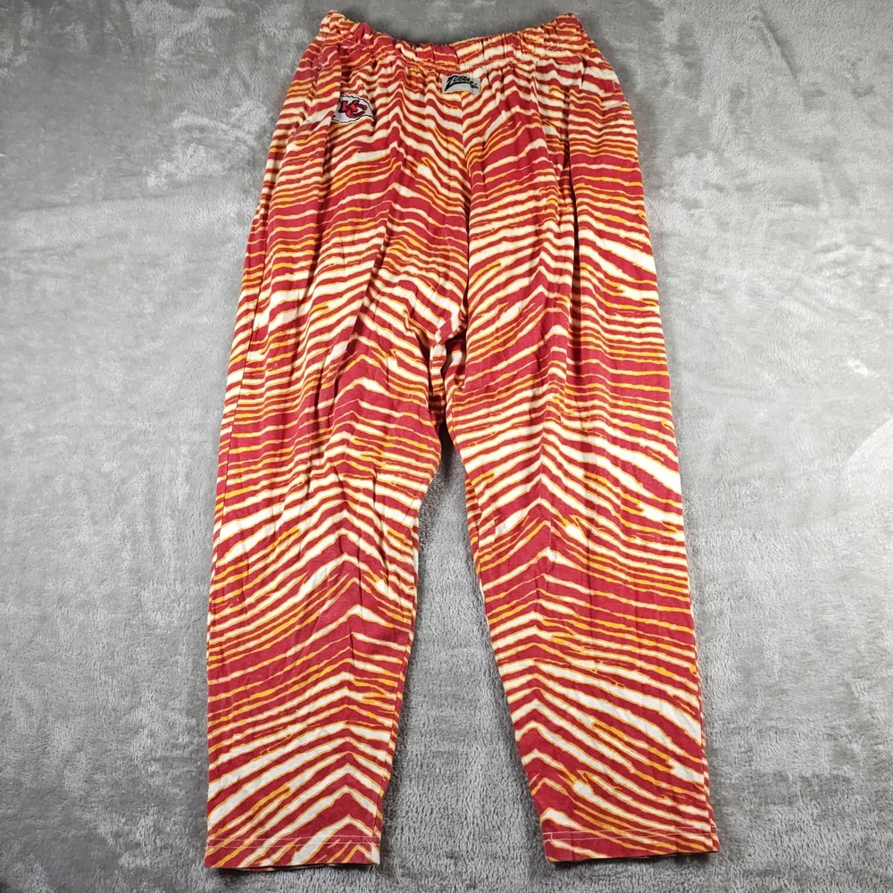 Vintage Kansas City Chiefs Pants Mens Medium Red Yellow Zubaz Zebra Print NFL